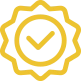 Sello amarillo de calidad con marca de verificación