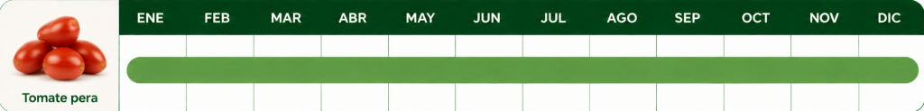 Calendario anual de cultivo para tomate pera