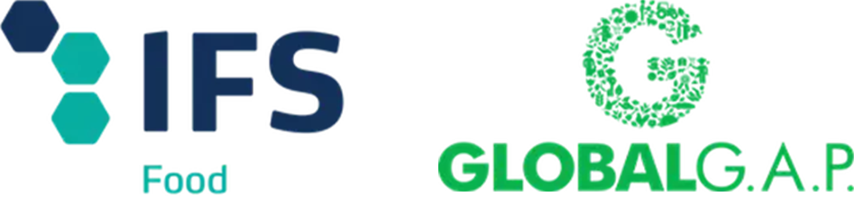 Logotipos de IFS y GlobalG.A.P. sobre fondo blanco